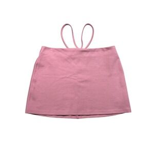 Superdown Pink Halter Crop Top Womens Medium Criss Cross Back Zip Stretch